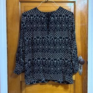 Madewell Black White Print Long Sleeve Blouse Women’s Small